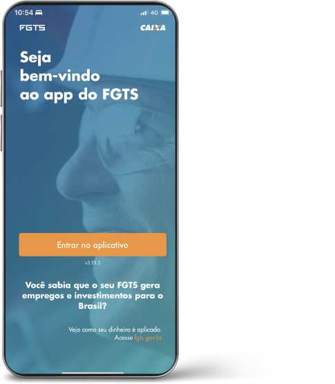 Celular com o aplicativo do FGTS aberto.